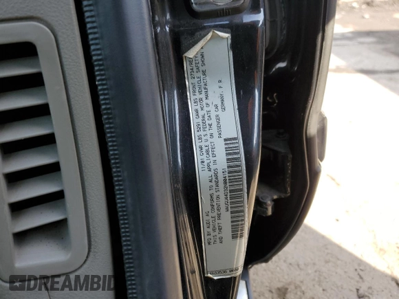 2002 Audi S8 with VIN WAUGU44D32N004151, listed as a Copart auction lot 45453595 with 171,113 mi miles and Salvage Title. Bid and sale history available at DreamBid. Image 12.