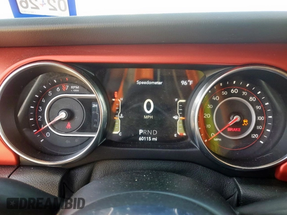 2020 Jeep Wrangler Unlimited Rubicon with VIN 1C4HJXFG5LW107933, listed as a Copart auction lot 62012515 with 60,115 mi miles and Salvage title. Bid and sale history available at DreamBid. Image 9.