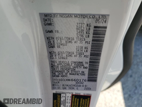 2024 Nissan Frontier S z VIN 1N6ED1CLXRN660176, wystawiony jako Copart lot #53733295 z przebiegiem 3 003 mil mil oraz Czysty tytuł • Clean title. Historia ofert i sprzedaży dostępna na DreamBid. Obrazek 12.