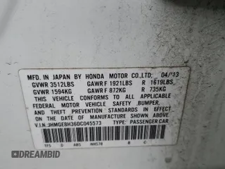 2013 Honda Fit с VIN JHMGE8H36DC045573, выставлен на аукционе Copart как лот 59525075 с пробегом 91 355 миль миль и Списание • Salvage title. История ставок и продаж доступна на DreamBid. Изображение 12.