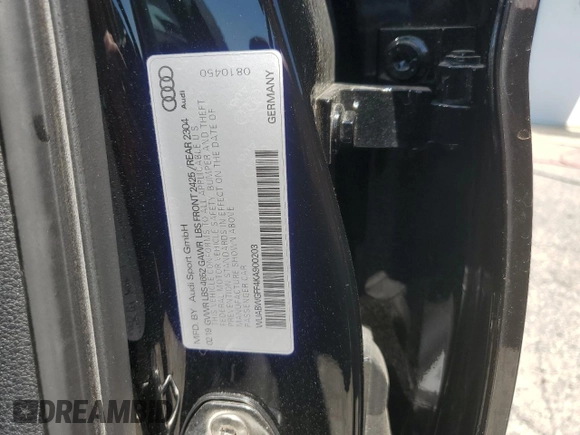 2019 Audi RS 3 z VIN WUABWGFF4KA900203, wystawiony jako Copart lot #52887714 z przebiegiem 52 793 mil mil oraz Szkody całkowita. Historia ofert i sprzedaży dostępna na DreamBid. Obrazek 13.
