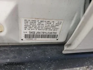 2000 Honda Civic LX with VIN 1HGEJ6679YL038705, listed as a Copart auction lot 47835195 with 135,063 mi miles and Non Repairable. Bid and sale history available at carsss.com. Image 12.