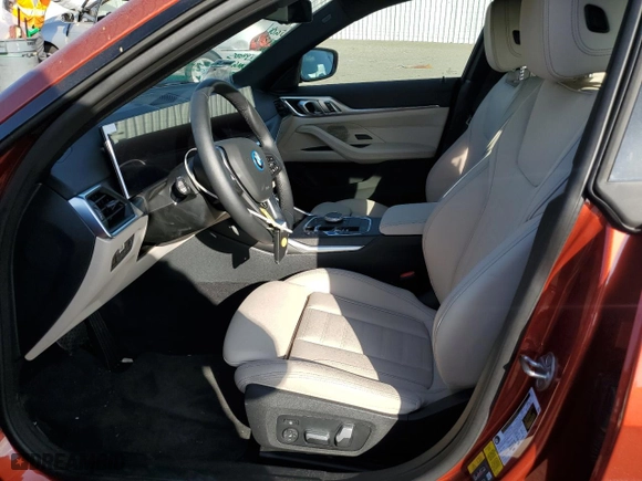 2023 BMW i4 eDrive35 with VIN WBY43AW04PFP72058, listed as a Copart auction lot 75542073 with 449 mi miles. Bid and sale history available at carsss.com. Image 7.