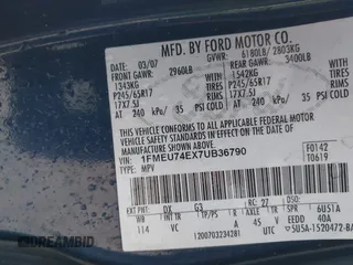 2007 Ford Explorer Eddie Bauer с VIN 1FMEU74EX7UB36790, выставлен на аукционе IAAI как лот 42370176 с пробегом 178 660 миль миль и . История ставок и продаж доступна на DreamBid. Изображение 9.