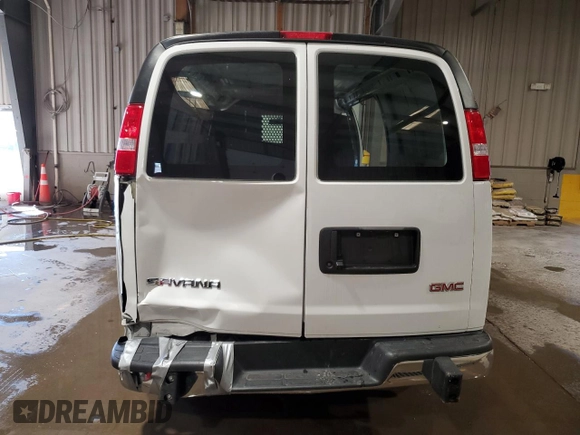 2024 GMC Savana Cargo Van with VIN 1GTW7AFP1R1233599, listed as a Copart auction lot 49504615 with 0 mi miles and Salvage Title. Bid and sale history available at carsss.com. Image 6.