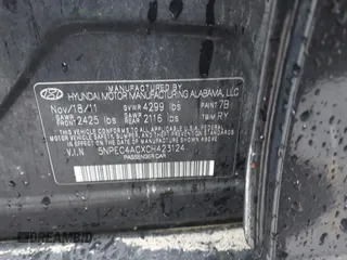 2012 Hyundai Sonata Limited with VIN 5NPEC4ACXCH423124, listed as a IAAI auction lot 41908184 with 205,297 mi miles and . Bid and sale history available at carsss.com. Image 9.