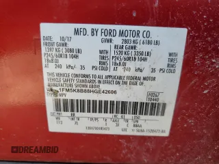 2017 Ford Explorer с VIN 1FM5K8B88HGE42606, выставлен на аукционе Copart как лот 49484925 с пробегом 156 105 миль миль и Списание • Salvage title. История ставок и продаж доступна на DreamBid. Изображение 13.