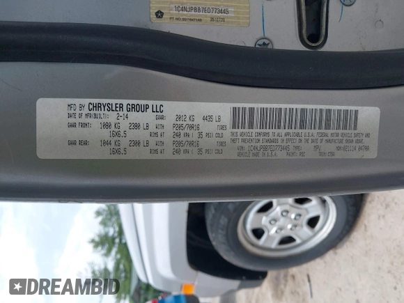 2014 Jeep Patriot Sport with VIN 1C4NJPBB7ED773445, listed as a IAAI auction lot 42205816 with 121,778 mi miles and . Bid and sale history available at DreamBid. Image 9.