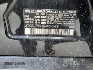 2006 Mercedes-Benz CLS-Class with VIN WDDDJ75X36A034598, listed as a Copart auction lot 75634404 with 141,657 mi miles and Salvage Title. Bid and sale history available at carsss.com. Image 12.