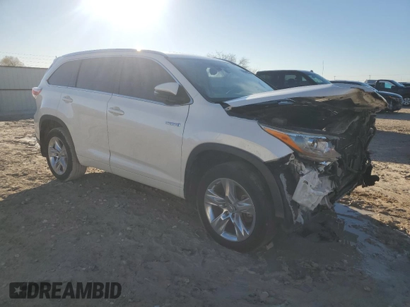 2015 Toyota Highlander Hybrid Limited with VIN 5TDDCRFH4FS007775, listed as a Copart auction lot 86442554 with 0 mi miles and Salvage Title. Bid and sale history available at carsss.com. Image 4.