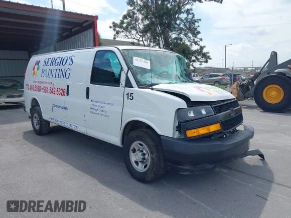 2020 Chevrolet Express Cargo with VIN 1GCWGBFP7L1118907, listed as a IAAI auction lot 41725301 with 83,978 mi miles and . Bid and sale history available at DreamBid. Image 1.