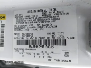 2018 Ford Fusion SE with VIN 3FA6P0HD9JR130315, listed as a IAAI auction lot 41913367 with 68,839 mi miles. Bid and sale history available at carsss.com. Image 9.