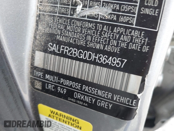 2013 Land Rover LR2 с VIN SALFR2BG0DH364957, выставлен на аукционе IAAI как лот 42532815 с пробегом 60 480 миль миль и . История ставок и продаж доступна на DreamBid. Изображение 9.
