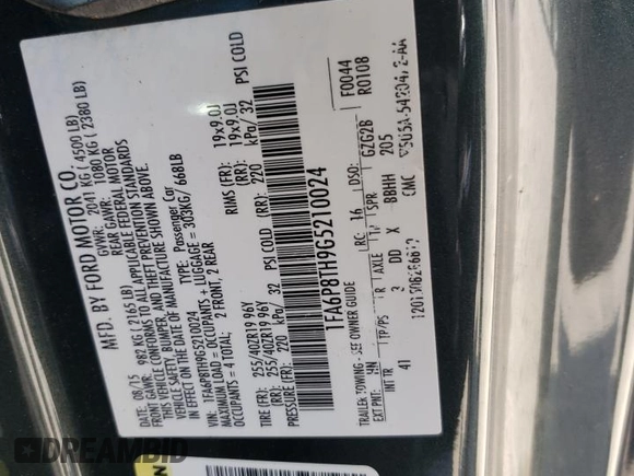 2016 Ford Mustang EcoBoost with VIN 1FA6P8TH9G5210024, listed as a Copart auction lot 62662225 with 114,859 mi miles and Salvage title. Bid and sale history available at DreamBid. Image 13.