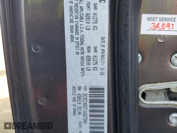 2018 Chrysler 300 S with VIN 2C3CCAGG7JH267344, listed as a Copart auction lot 49529415 with 91,767 mi miles and Salvage Title. Bid and sale history available at DreamBid. Image 14.