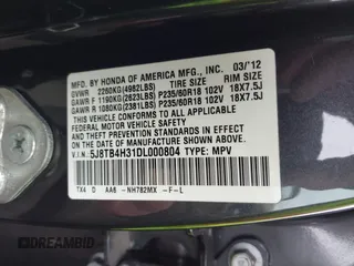 2013 Acura RDX with VIN 5J8TB4H31DL000804, listed as a IAAI auction lot 41924991 with Not Provided miles and . Bid and sale history available at carsss.com. Image 9.