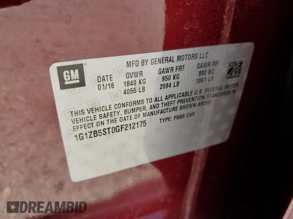 2016 Chevrolet Malibu LS z VIN 1G1ZB5ST0GF212175, wystawiony jako Copart lot #57419615 z przebiegiem 119 458 mil mil oraz Szkoda całkowita • Salvage title. Historia ofert i sprzedaży dostępna na DreamBid. Obrazek 12.