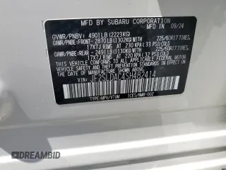 2025 Subaru Forester с VIN JF2SLDAC4SH482414, выставлен на аукционе Copart как лот 55410905 с пробегом 9 миль миль и Списание • Salvage title. История ставок и продаж доступна на DreamBid. Изображение 14.