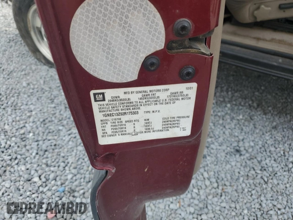 2002 Chevrolet Tahoe LS z VIN 1GNEC13Z92R175303, wystawiony jako Copart lot #54008725 z przebiegiem Nie podano mil oraz Szkoda całkowita • Salvage title. Historia ofert i sprzedaży dostępna na DreamBid. Obrazek 13.