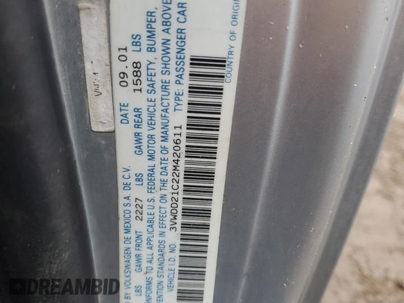 2002 Volkswagen Beetle GLX с VIN 3VWDD21C22M420611, выставлен на аукционе Copart как лот 43028435 с пробегом 217 258 миль миль и Чистый • Clean title. История ставок и продаж доступна на DreamBid. Изображение 15.