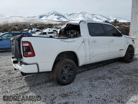 2020 Ram 1500 Laramie with VIN 1C6SRFJM9LN217208, listed as a Copart auction lot 45608515 with 80,478 mi miles and Salvage title. Bid and sale history available at DreamBid. Image 3.