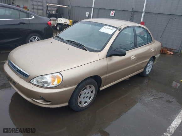 2002 Kia Rio with VIN KNADC123626192611, listed as a IAAI auction lot 41765104 with 62,387 mi miles. Bid and sale history available at carsss.com. Image 17.