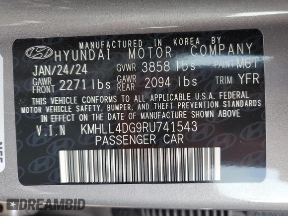 2024 Hyundai Elantra SE с VIN KMHLL4DG9RU741543, выставлен на аукционе Copart как лот 62686485 с пробегом 5 715 миль миль и Чистый • Clean title. История ставок и продаж доступна на DreamBid. Изображение 13.