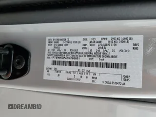 2023 Ford F-150 XL with VIN 1FTEW1CP4PKF86851, listed as a Copart auction lot 50611185 with 15,773 mi miles and Salvage Title. Bid and sale history available at DreamBid. Image 14.