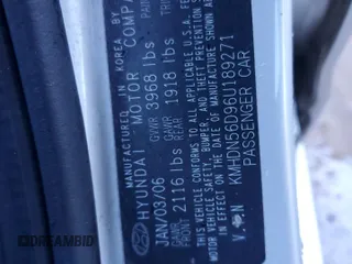 2006 Hyundai Elantra GLS z VIN KMHDN56D96U189271, wystawiony jako Copart lot #46472245 z przebiegiem 139 094 mil mil oraz Szkoda całkowita • Salvage title. Historia ofert i sprzedaży dostępna na DreamBid. Obrazek 12.