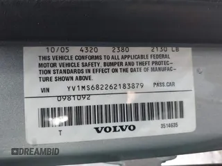 2006 Volvo S40 2.5L Turbo с VIN YV1MS682262183879, выставлен на аукционе IAAI как лот 41683301 с пробегом 134 233 миль миль и . История ставок и продаж доступна на DreamBid. Изображение 9.
