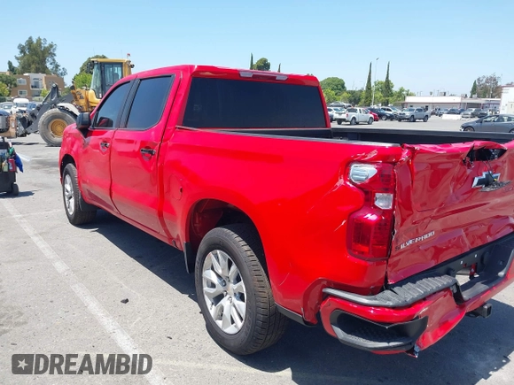 2025 Chevrolet Silverado 1500 Custom with VIN 1GCPABEK2SZ132029, listed as a IAAI auction lot 42279571 with 2,458 mi miles and . Bid and sale history available at DreamBid. Image 3.