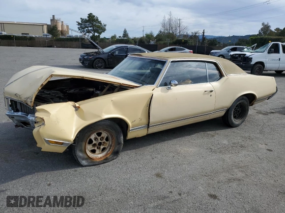 1970 Oldsmobile Cutlass with VIN 342570Z127532, listed as a Copart auction lot 49906135 with 34,224 mi miles and Salvage Title. Bid and sale history available at DreamBid. Image 1.