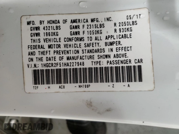 2017 Honda Accord Sedan Sport with VIN 1HGCR2F51HA227948, listed as a Copart auction lot 83462484 with 112,247 mi miles and Salvage Title. Bid and sale history available at carsss.com. Image 14.