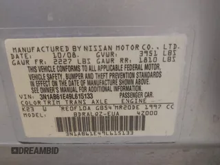 2009 Nissan Sentra FE+ with VIN 3N1AB61E49L615133, listed as a IAAI auction lot 41837022 with 159,696 mi miles and . Bid and sale history available at DreamBid. Image 9.