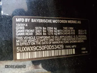 2015 BMW X3 xDrive28i z VIN 5UXWX9C50F0D53429, wystawiony jako Copart lot #53890205 z przebiegiem 116 713 mil mil oraz Szkoda całkowita • Salvage title. Historia ofert i sprzedaży dostępna na DreamBid. Obrazek 14.