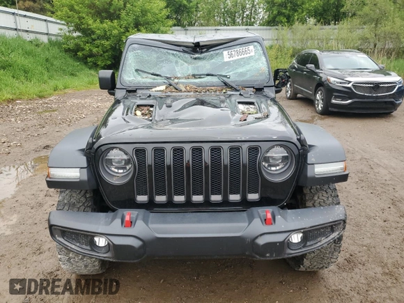2021 Jeep Wrangler Unlimited Rubicon with VIN 1C4HJXFNXMW612186, listed as a Copart auction lot 56786665 with 52,379 mi miles and Salvage title. Bid and sale history available at DreamBid. Image 5.