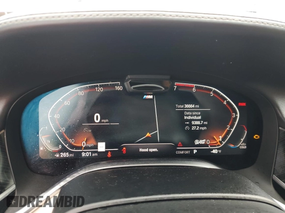 2021 BMW 7 Series 750i xDrive with VIN WBA7U2C06MCE49097, listed as a Copart auction lot 51900185 with 36,664 mi miles and Salvage title. Bid and sale history available at DreamBid. Image 9.