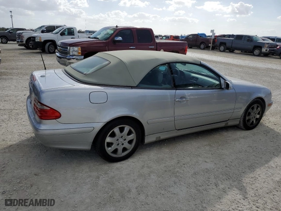 2002 Mercedes-Benz CLK-Class with VIN WDBLK65G92T092886, listed as a Copart auction lot 78297224 with 0 mi miles and Salvage Title. Bid and sale history available at carsss.com. Image 3.