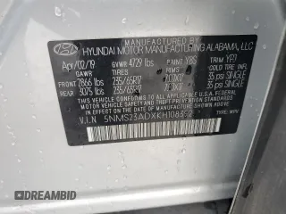 2019 Hyundai Santa Fe SE with VIN 5NMS23ADXKH108392, listed as a Copart auction lot 60161825 with 118,654 mi miles and Non repairable. Bid and sale history available at DreamBid. Image 13.