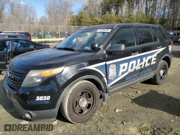 2013 Ford Utility Police Interceptor with VIN 1FM5K8ARXDGC40872, listed as a Copart auction lot 47389765 with 156,083 mi miles and Salvage Title. Bid and sale history available at carsss.com. Image 1.