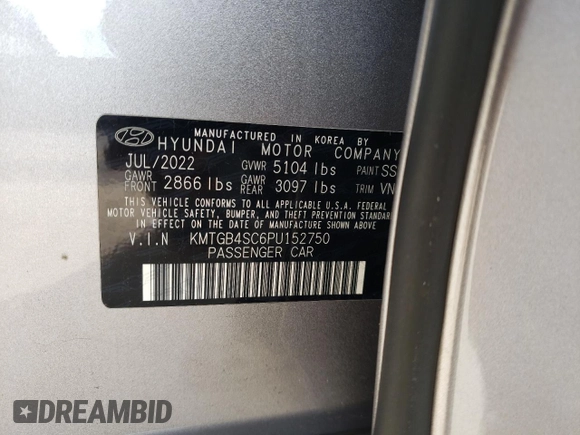 2023 Genesis G80 2.5T with VIN KMTGB4SC6PU152750, listed as a Copart auction lot 41451495 with 61,448 mi miles and Salvage Title. Bid and sale history available at carsss.com. Image 12.