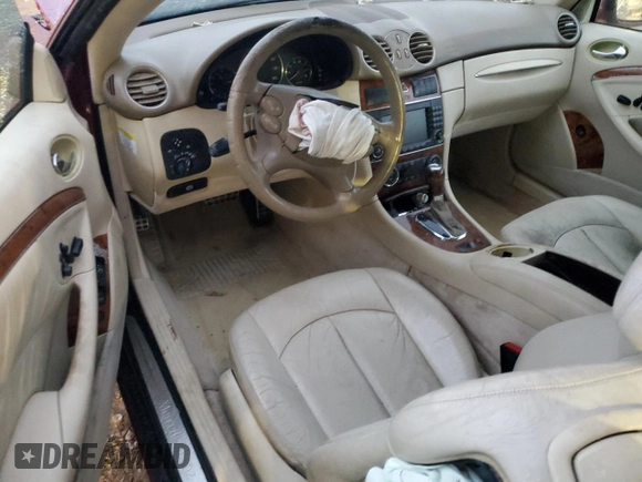 2007 Mercedes-Benz CLK 350 with VIN WDBTK56F17F217689, listed as a Copart auction lot 78733614 with 137,068 mi miles and Salvage Title. Bid and sale history available at DreamBid. Image 8.