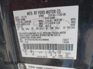 2012 Ford F-150 XL с VIN 1FTFW1EF8CKD36600, выставлен на аукционе IAAI как лот 41906971 с пробегом 187 587 миль миль и . История ставок и продаж доступна на DreamBid. Изображение 9.