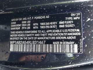 2019 Porsche Macan S с VIN WP1AB2A54KLB31467, выставлен на аукционе IAAI как лот 41554206 с пробегом 45 743 миль миль и . История ставок и продаж доступна на DreamBid. Изображение 9.