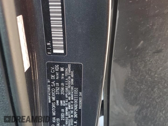 2019 Kia Forte LXS with VIN 3KPF24AD1KE111051, listed as a Copart auction lot 49075825 with 86,612 mi miles and Salvage Title. Bid and sale history available at carsss.com. Image 12.