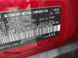 2024 Mitsubishi Outlander SE z VIN JA4J3VA84RZ010773, wystawiony jako IAAI lot #41972050 z przebiegiem 59 173 mil mil oraz . Historia ofert i sprzedaży dostępna na DreamBid. Obrazek 9.