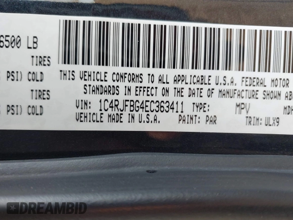 2014 Jeep Grand Cherokee Limited with VIN 1C4RJFBG4EC363411, listed as a IAAI auction lot 41822259 with 132,660 mi miles. Bid and sale history available at carsss.com. Image 9.