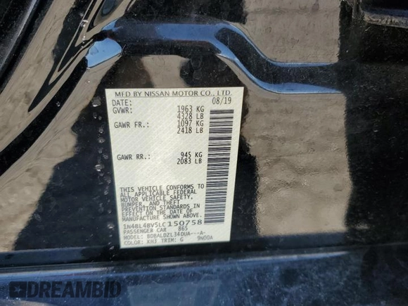 2020 Nissan Altima S z VIN 1N4BL4BV5LC150758, wystawiony jako Copart lot #44234444 z przebiegiem 98 785 mil mil oraz Szkoda całkowita • Salvage title. Historia ofert i sprzedaży dostępna na DreamBid. Obrazek 12.