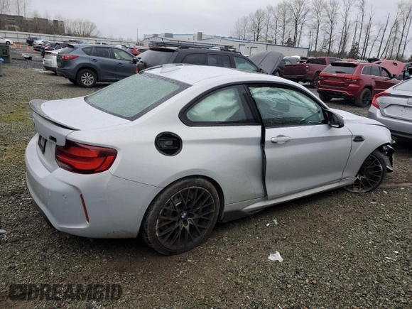2020 BMW M2 Competition with VIN WBS2U7C02L7E10470, listed as a Copart auction lot 87108934 with 0 mi miles and Salvage Title. Bid and sale history available at carsss.com. Image 3.