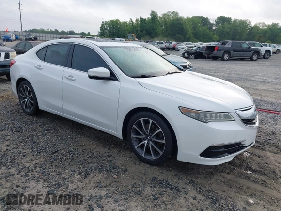 2015 Acura TLX V6 Tech with VIN 19UUB2F57FA015528, listed as a IAAI auction lot 42121824 with 98,917 mi miles. Bid and sale history available at carsss.com. Image 1.